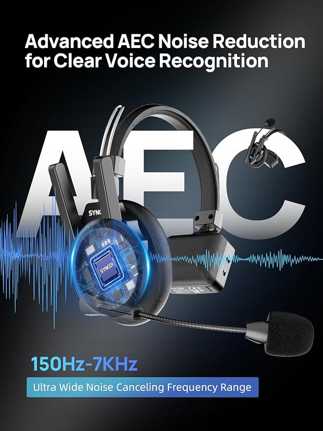 SYNCO XTALK XPRO Wireless Intercom Headset, 2.4GHz Full Duplex Wireless Communication Headset 500m/1640ft with Noise Reduction, Xtalk-Xpro1-Wireless-Headset-Intercom（Single）