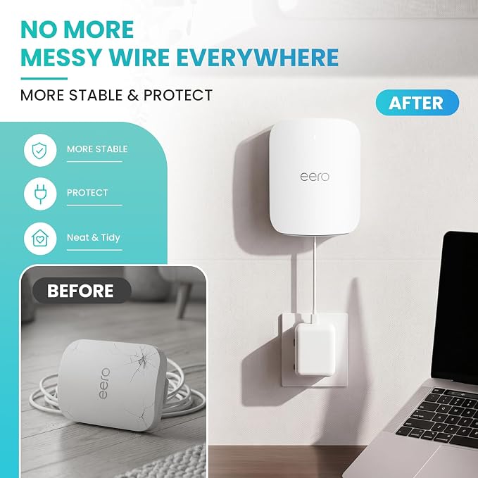 Wall Mount Holder for eero Pro 7 Router Mesh Wi-Fi System – No Messy Wires - Image 3