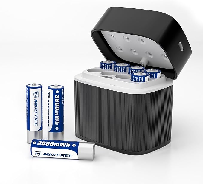 Maxfree 8-Pack Rechargeable AA Lithium Batteries by MAXFREE