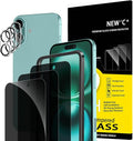 NEW'C 3x Privacy for iPhone 16 Plus Screen Protector+ 3x Camera Lens Protector by NEWC