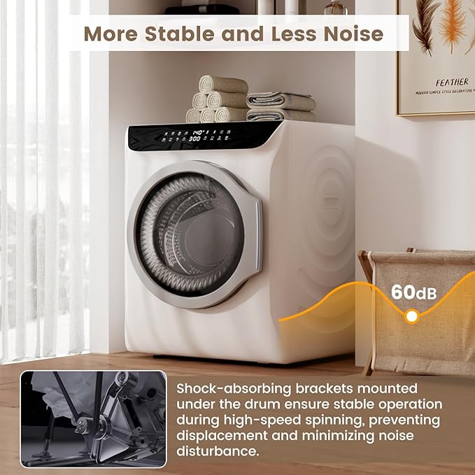 VCJ 2.8 cu.ft Portable Dryer, 1400W Electric Clothes Dryer with 6 Drying Modes & LED Control Panel, Front Load Compact Dryer for Home, Apartment, Dorms