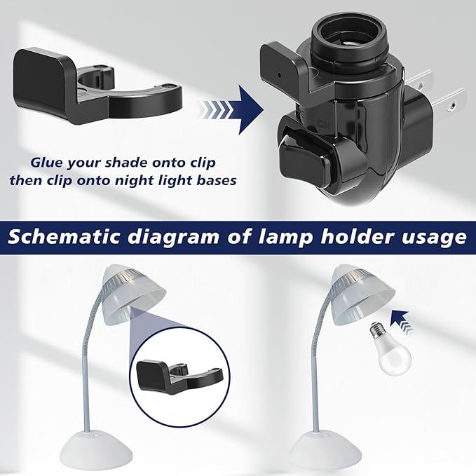 Tuanse 80 Sets Plug in Night Light Module Night Light Base with Shade Mounting Clip Plastic Lights Rotating Base for Making Your Own Decorative (Black)