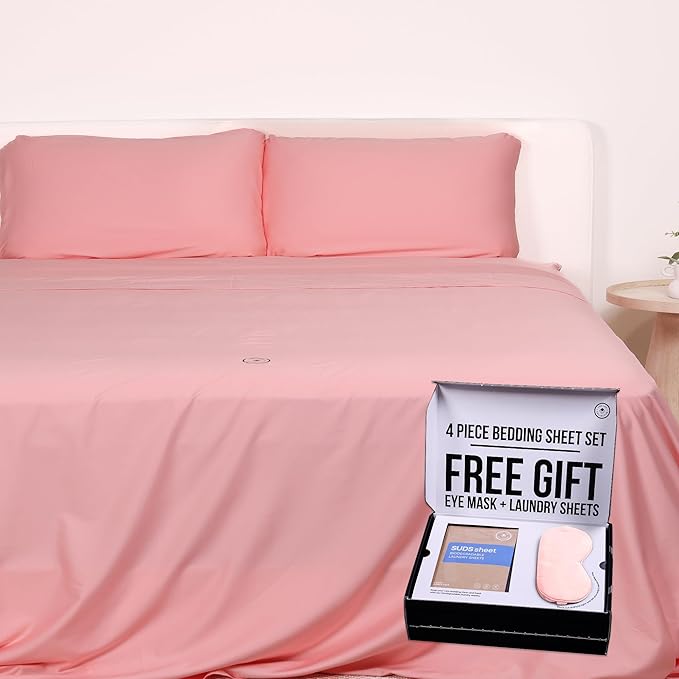 THE LAD COLLECTIVE 3.0 California King Bedding Set - 4-Piece Bedset w/Fitted Sheet, Top Sheet & 2 Standard Pillowcases [Duvet Not Included] - Bamboo-Cotton - Acadia