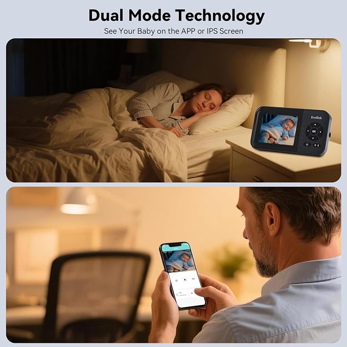 Video Baby Monitor with App, 2.8" Screen 14h Battery, Sound Detection, Night - Image 2