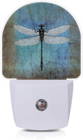 Axxitude Vintage Dragonfly Night Lights Plug into Wall for Girls Boys Room,Night Light LED Lamp Dusk to Dawn Sensor Round Lamp for Bedroom Bathroom Hallway Home Wall Decor Nightlight