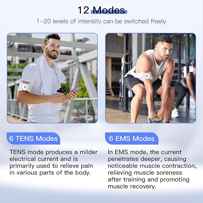 Wireless TENS & EMS Unit Back Pain Relief Massager - APP Controlled Bluetooth EMS Muscle Stimulator Machine for Back Shoulder Leg Neck Pain Relief