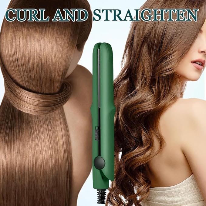 2026 New Mini Curling Iron for Short Hair, 2 in 1 Mini Curling Wand & Flat Iron Hair Straightener, Dual-Purpose Curling Iron, Portable Travel Curling Wand Hair Straightener (Pink)