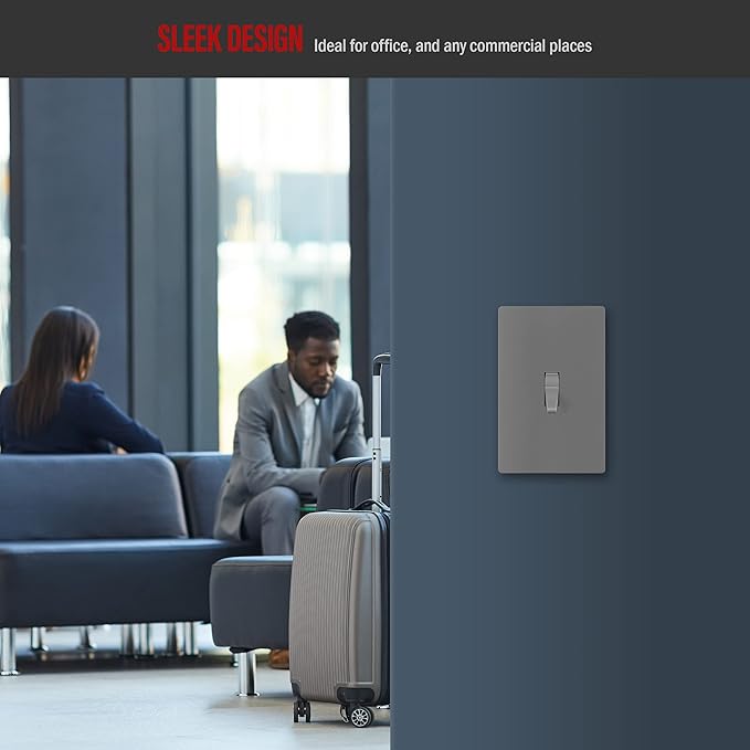 ENERLITES Screwless Toggle Switch Wall Plate, Child Safe Light Switch Cover, Standard Size 1-Gang 4.68" x 2.93", Unbreakable Polycarbonate Thermoplastic, UL Listed, SI8811-GY, Glossy, Gray