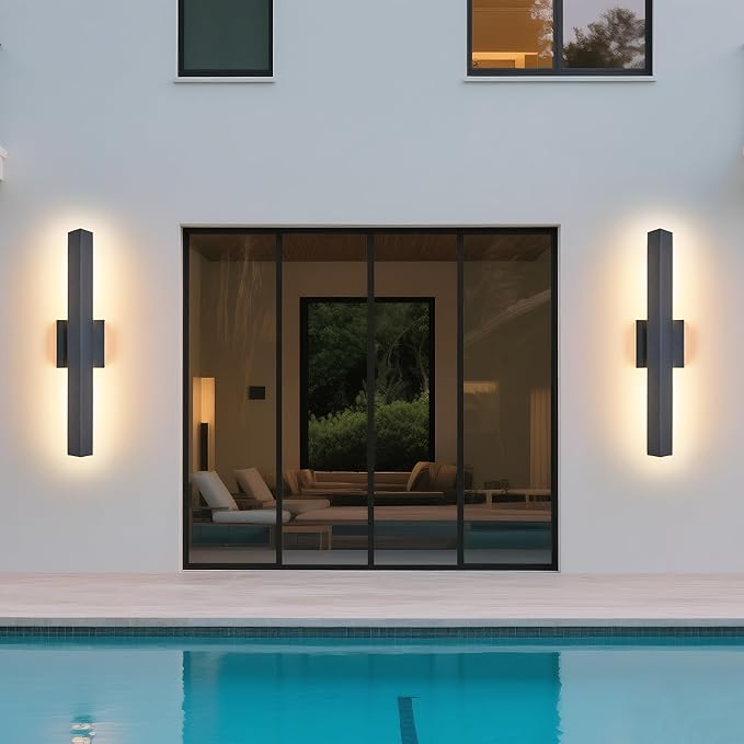 Tarentlight Modern Outdoor Porch Light Patio Lamp in 20W 3000K Integrated LED with Aluminum Triangle & Frosted Glass, IP65 Waterproof Wall Sconce,2 Pack(Textured Black),Can Installed in Any Direction.