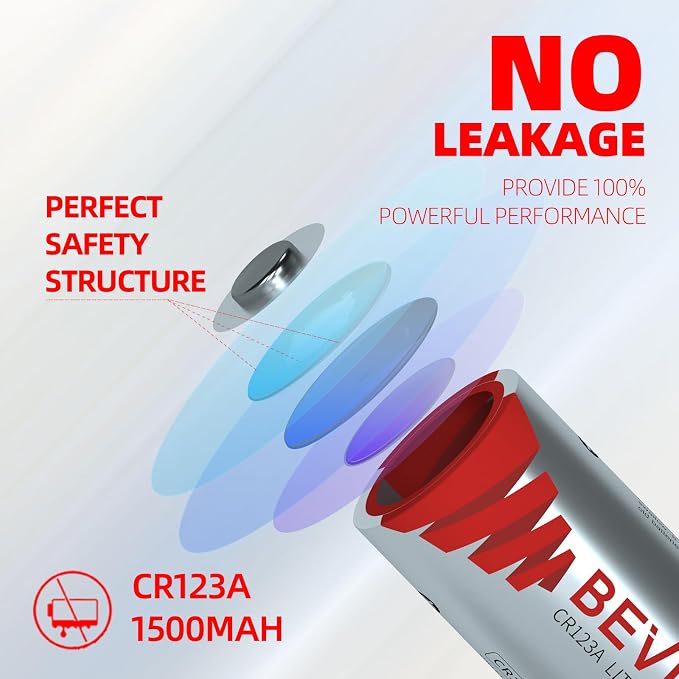 BEVIGOR CR123A 3V Lithium Battery 8 Pack, 1500mAh Camera CR123A Battery - Image 2