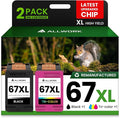 67XL Ink Cartridge Replacement for HP 67 XL Remanufactured for HP Ink 67 67XL by ALLWORK