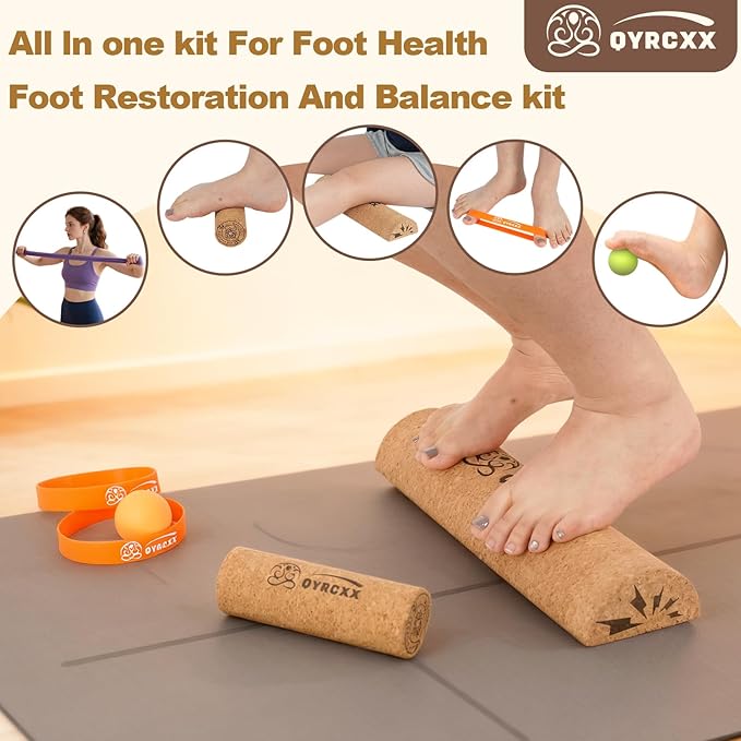 35cm Cork Balance Board (Not 30cm) - Foot Restoration & Balance Kit for Plantar Fasciitis Recovery - Professional Ankle Strength & Stability Trainer for Seniors & Standing Desk - Supports 440+ Lbs