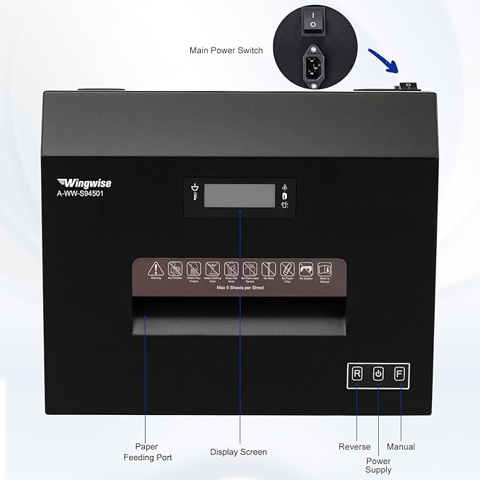 P-7 High Security Paper Shredder Heavy Duty(1 * 1.2mm), 5-Sheet Super Micro Cut, 11.9 Gallons Wastebasket, 3.5m/min High-Speed Shredding, Auto Jam-Proof Paper Shredder for Home Office