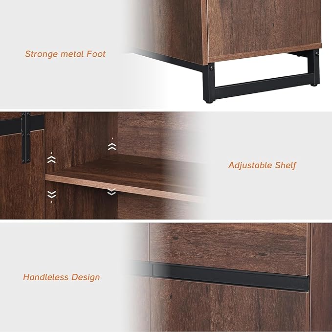 WAMPAT Modern TV Stand for TVs up to 120 inch, 4 in 1 Entertainment Center TV Console with Adjustable Shelves and Metal Base for Living Room,Bedroom,Brown