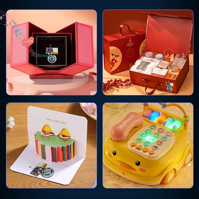 Voice Module,MP3 Music Sound Chips, 16MB Sound Module for Crafts, Christmas, New Year Greeting Cards, Box with Speaker Lithium Battery Powered and USB Cable. (JR-JX7004-Magnet Sound Module)