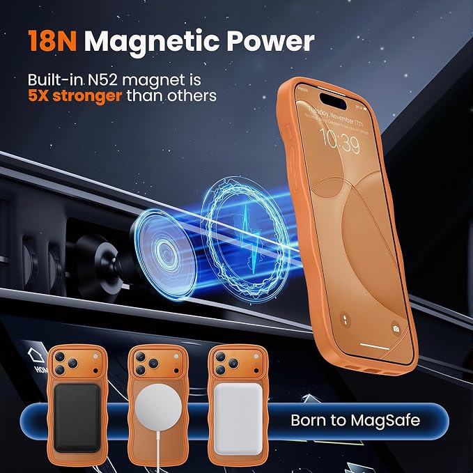 toushion for iPhone 17 Pro Case Cute Orange, Fits MagSafe, Matte Skin Feeling - Image 4