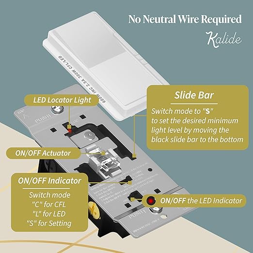TOPGREENER Digital Dimmer Paddle Light Switch for Dimmable 300W LED/CFL Lights, Single Pole/3-Way, Modern Upgrade,LED Slide Dimmer, Wall Plate Included, UL Listed, White,10 Pack