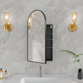 16 x 32 Black Bathroom Medicine Cabinet with Mirror,Arched Medicine Cabinet with Mirror,Assembly Required,Bathroom Mirror with Storage,Wall Mounted Medicine Cabinets with Adjustable Shelves