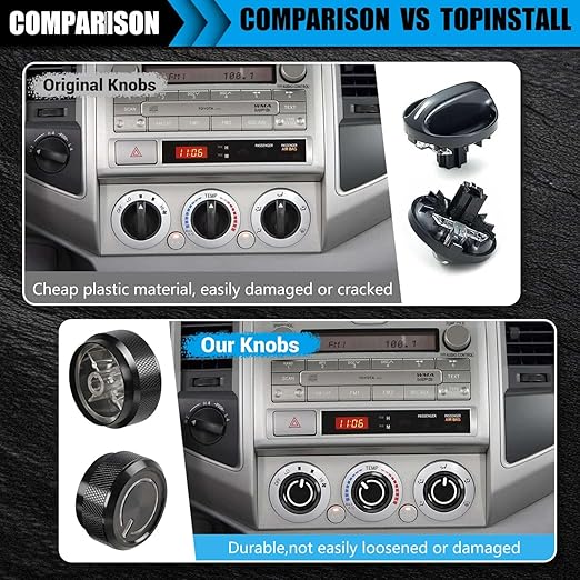 Xomzema 3Pcs Upgraded Control Switch Knob for Toyota Tacoma 2005-2015,Air Conditioning AC Heater Blower Fan Climate Control Knobs Switch Button,Replace 55900-04020 65551820A