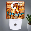 PODMemory Horse Stained Glass Night Lights Plug into Wall for Room, Horse Night Light LED for Bedroom