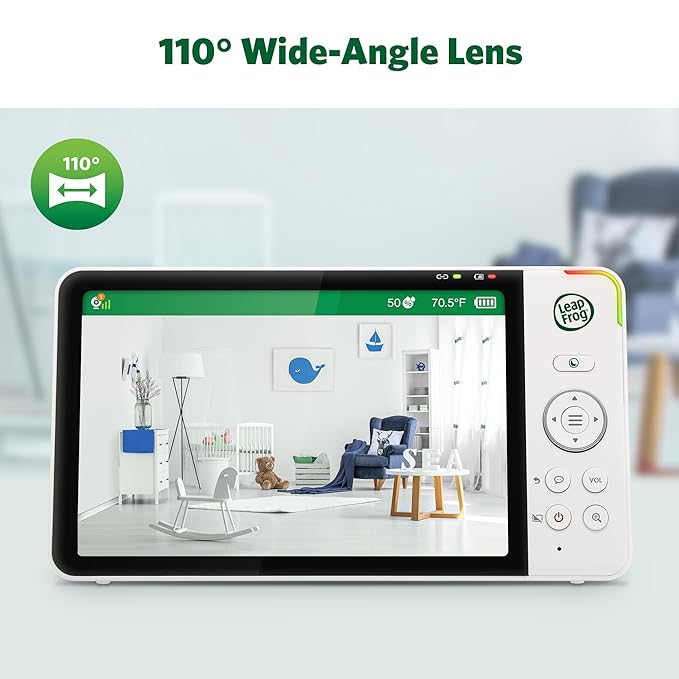 LeapFrog 2-Camera Color Night Vision Video Baby Monitor with 7" HD 1080p, Split Screen, 360 Pan & Tilt, 8X Zoom, Night Light, Humidity & Temperature Sensor, Up to 1000ft Long Range: LF920-2HD
