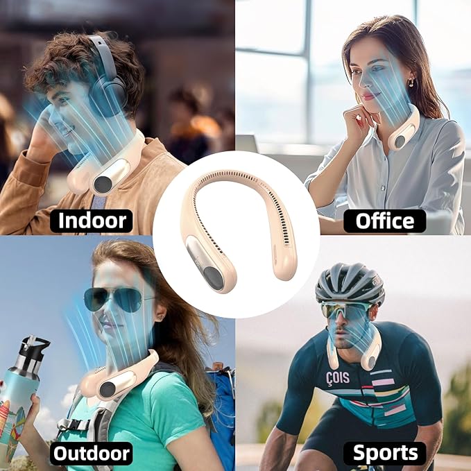 Portable Neck Fan,Personal Wearable Bladeless Fan,LED Display,4-Speeds,6000mAh USB Rechargeable,360° Strong Cooling Wind,Hands Free,White Elephant Gift,Christmas Gifts for Men Women Dad Mom (Brown)