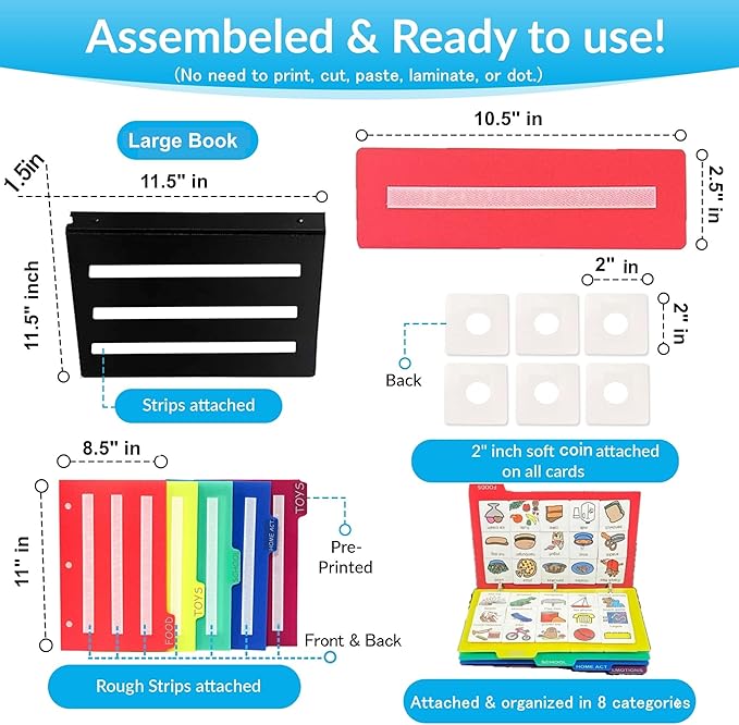 Visual Communication Book,162 ASD Photo Picture Cards: Autism Language Vocabulary, Speech Articulation Therapy, ADHD & Aprexia Learning (English Plastic Cartoon Picture Book, Large)