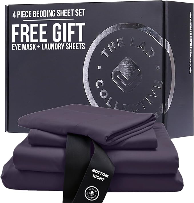 THE LAD COLLECTIVE 3.0 Full Size Bedding Set - Full Size Bedding Sets - 4-Piece Bedset w/Fitted Sheet, Top Sheet & 2 Standard Pillowcases [Duvet Not Included] - Bamboo-Cotton - Yosemite [Charcoal]