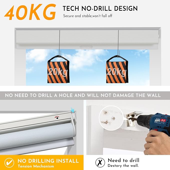 Persilux Smart Motorized Blinds with Remote, No Drill Automatic Roller Shades for Indoor Windows, Light Filtering Linen Fabric, Electric Blinds for Windows, Weave Swan C162-1, Custom Size