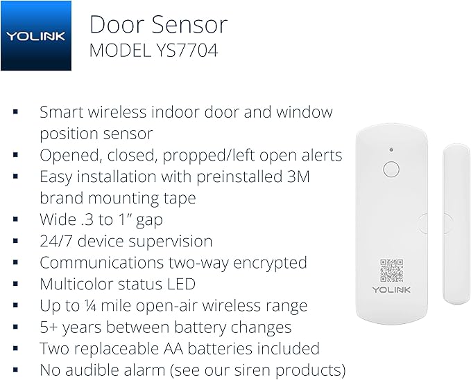 YoLink LoRa Smart Door Sensor Starter Kit: Hub & Door Sensor - Door Left-Open Reminders, up to 1/4 Mile Open-Air Range, up to 5 Year Battery Life, Alexa, IFTTT, Home Assistant