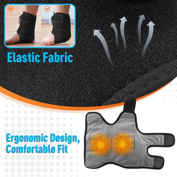2-Pack Cordless Foot Massager for Neuropathy, Foot and Ankle Massager, Ankle Heating Pad with Massage, 6 Heat Levels & 3 Massage Modes with Timer (Black)