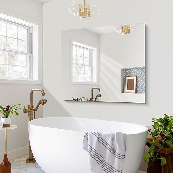 CILIBER Frameless Mirror, 36x40 inch Bathroom Mirrors for Over Sink, Large Frameless Wall Mirror, Upgraded Shatterproof Vanity Mirror with Polished Edge for Bathroom,Bedroom,Living Room and Entryway