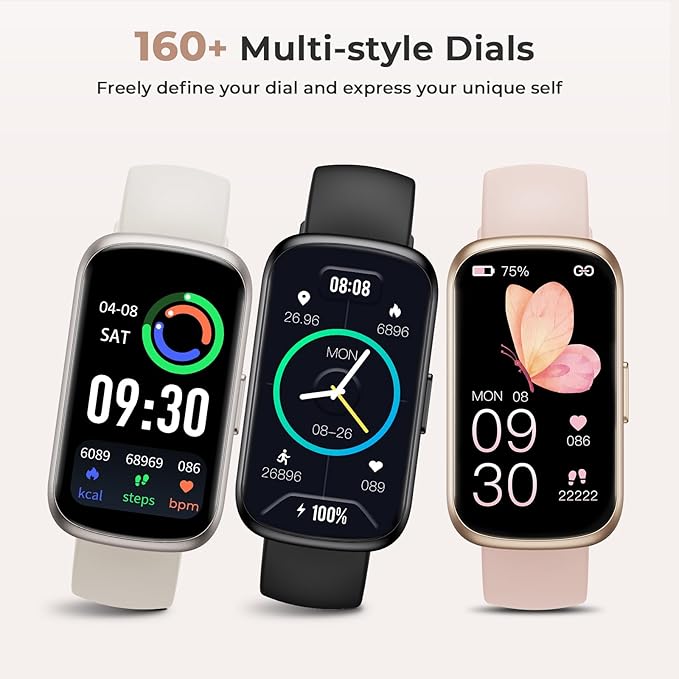 TIFOZEN Fitness Tracker for Women Men, Smart Watch Band with 24/7 Heart Rate Blood Oxygen Sleep Monitor, Calories Step Tracker Pedometer 3ATM Waterproof Activity Tracker for Android iOS, Black