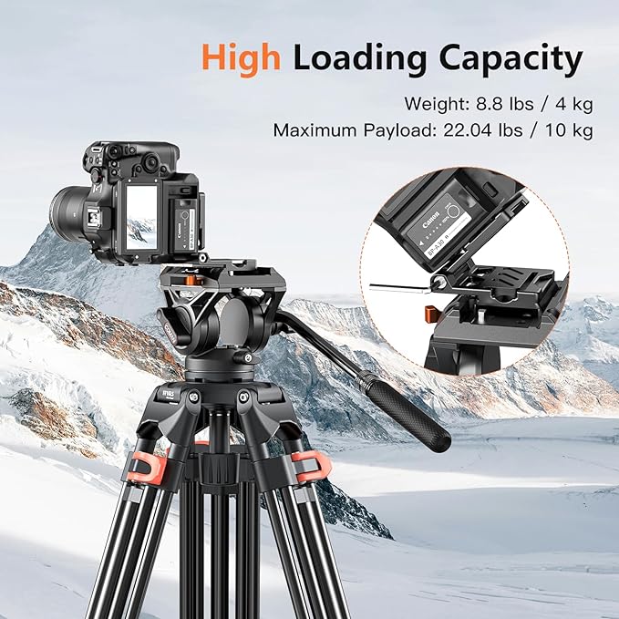 COMAN 74" Camera Tripod, Heavy Duty Video Tripod - Image 2