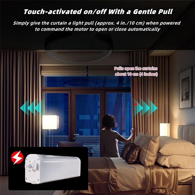 Lemoeyes Electric Curtain Track, Retractable Motorized Curtains Rod From 7-13.78ft, Automatic Curtain Opener with controller/Voice Control, Smart Curtains System for I-Rrail and U-Rail (For 7-13.78ft)
