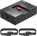 Cubilux 3.5mm Audio Selector, Bidirectional 2-In-1-Out or 1-In-2-Out 1/8-in TRS Headphone Switcher, Ultra-Compact Aluminum Case Passive Toggle A/B AUX Switch Box for PC