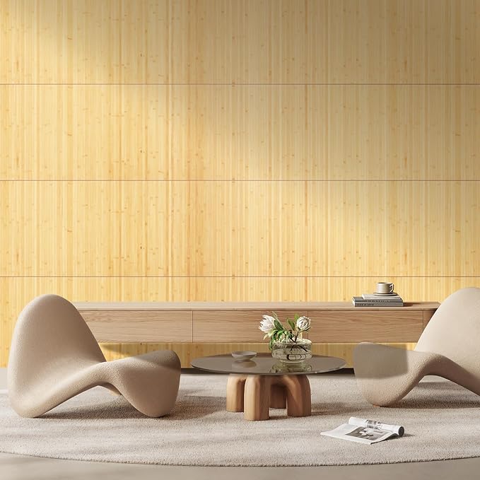 OUZUGIE 2 Pack 96x24 Inch Natural Bamboo Wall Panel – Carbonized Pole Wrap Paneling for Walls, Ceilings, Cabinets, Furniture – Ideal for Bedroom, Living Room & Office DIY Decor