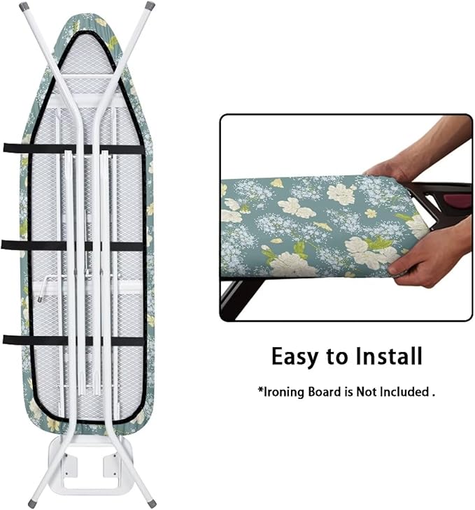 ZCFYGDX Dandelion Flower Print Ironing Board Cover Decor, Resist Scorching & Staining, Easy to Install Resistant Elastic Edges, 3 Nylon Buckle Straps Fasteners, Protective Scorch Cloth Covers Size-L