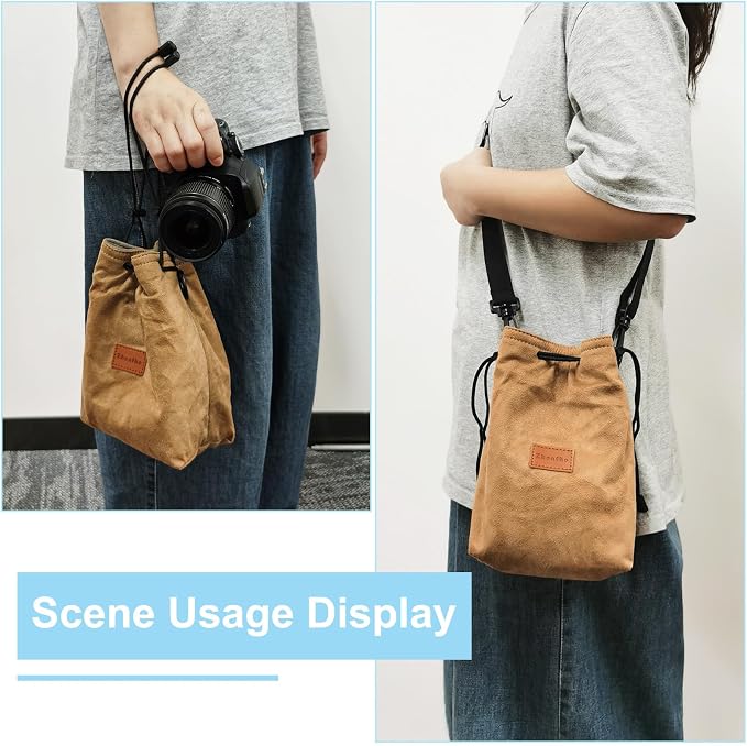 PATIKIL 6.3 x 4.3 Inch Camera Lens Pouch, S Size Drawstring Lens Case Flannel - Image 6