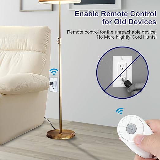 Greencycle Remote Control Outlet,2 Wireless Light Switches and 1 Outlet Plug,Remote Outlets Switch,No Wiring Needed,500ft Range Coverage,15A/1500W for Lamps,Fans,TV,FCC Certified, White