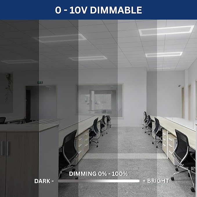2x4 LED Flat Panel light, Edge-lit Frame Selectable 40W/50W/60W & CCT 3K/3500K/4K/5K/6500K, 7500LM, LED 2x4 Ceiling Light, 0-10V Dimmable Drop Ceiling Light Fixture, Led Flat Panel (4Pack)
