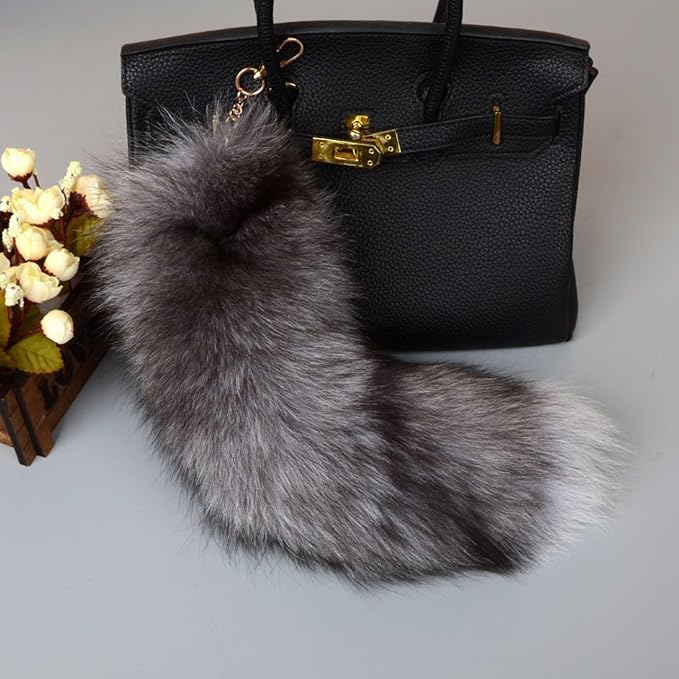 Fox Tail Keychain Long, Fluffy Therian Tail Faux Fur Keyring, Party Costume - Image 4