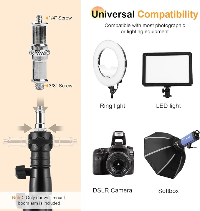 SITTO Ring Light Wall Mount 43inch/110cm, Triangle Boom Arm - Image 4