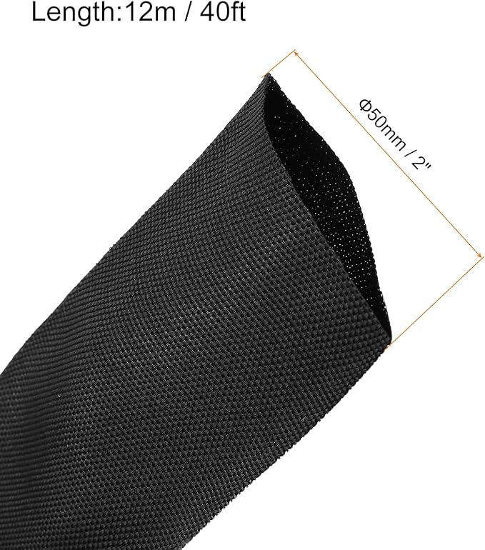 MECCANIXITY Braided Cable Sleeves Heat Shrinkable Fabric Sleeving, 2" 40ft Black 2:1 Ratio Heat Shrinkable Cord Protector for Harness Cable, Network Cable Protection, Cable Management