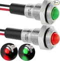 ZGSZJHF 8mm Indicator Light 0.31" Waterproof IP67 Metal Stainless Steel Signal Lamp 110V-120V AC/DC LED Pilot Dash Lamp Light Ring Large Red and Green 2Pcs