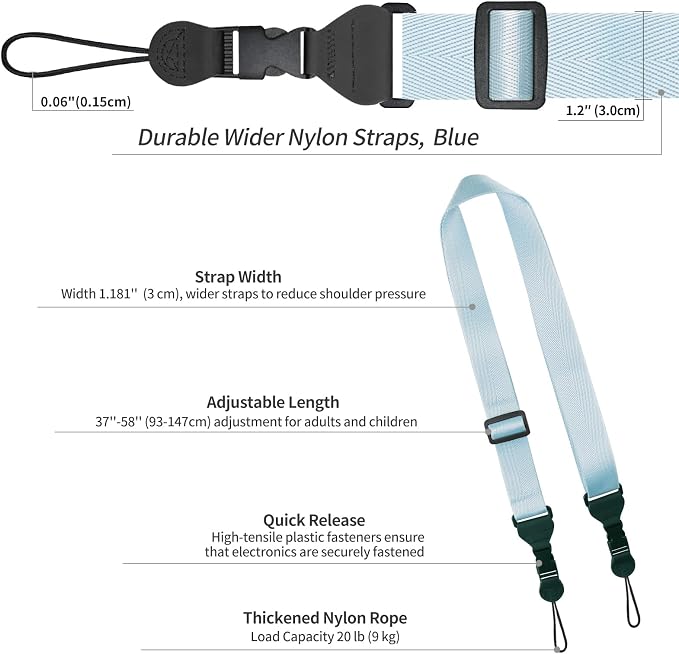FIEIL Nylon iPad Strap, Adjustable Camera Neck Strap, Comfortable Shoulder Strap - Image 6