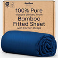 Bambaw 100% Viscose Derived from Bamboo King Size Fitted Sheet, Cooling, Navy Blue