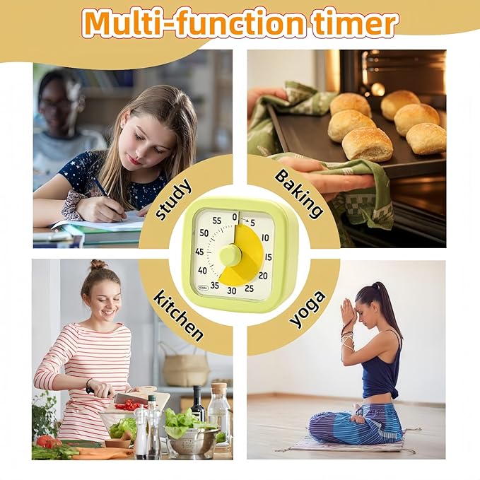 Visual Timer for Kids Timer Home - 60 Minute Kids Visual Timer for Classroom Home Office, Countdown Clock for Teaching Work Meeting, Pomodoro Timer for Time Management (Avocado Green)