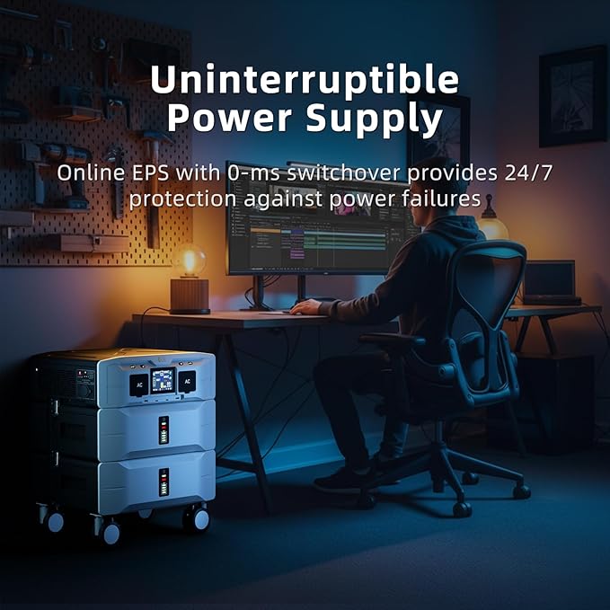 IEE SP5000 Solar Generator with 2x200W Solar Panel,120/240V Dual Voltage 5000W(Peak 9000W) 5120Wh LFP Battery Power Station,Fast Charging APP Control for Home Use,Emergencies,RVs.