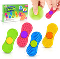 Sensory Fidget Spinnes for Kids Adults：Textured Finger Fidgets 4 Pack, Quiet Classroom Prize, Worry Stones for Kids with Autism ADHD, Anxiety Relief Office Desk Stress Toys Stocking Stuffers